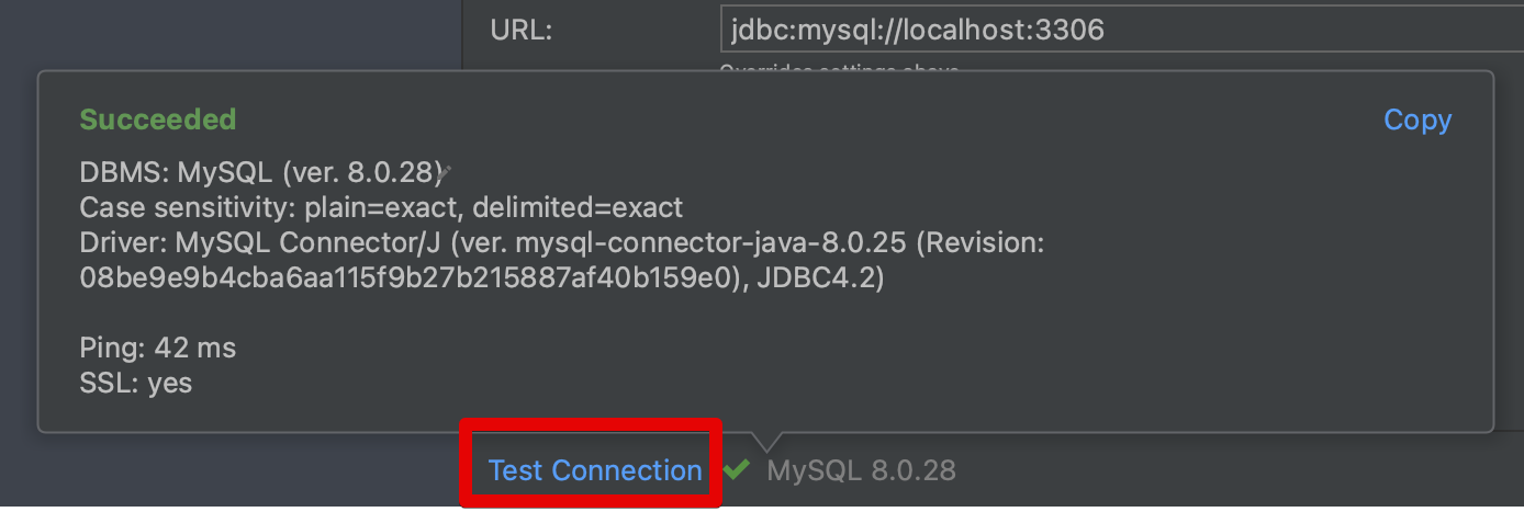 test connection for localhost to remote host